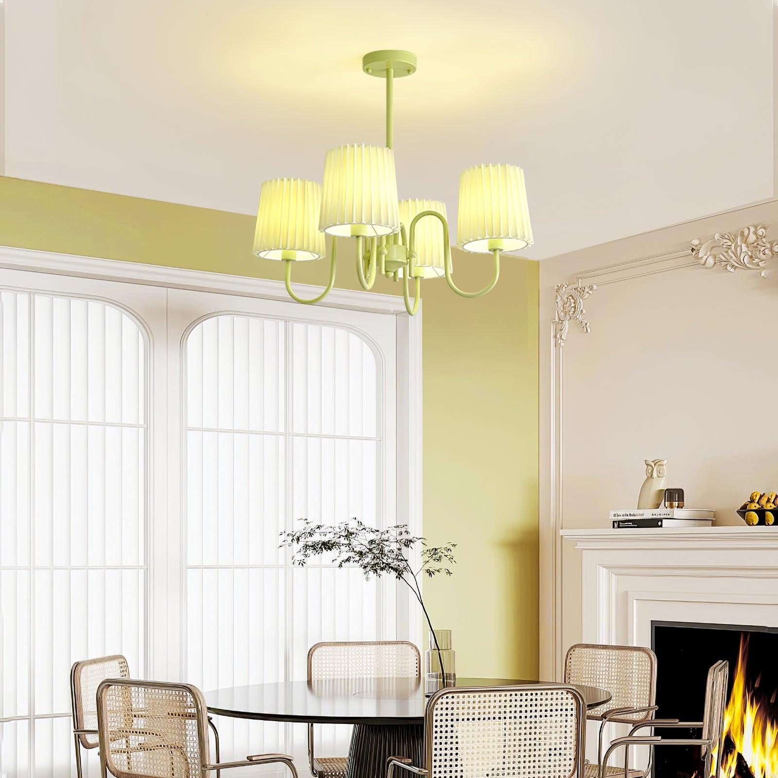 Pleated Fabric Matcha Chandelier