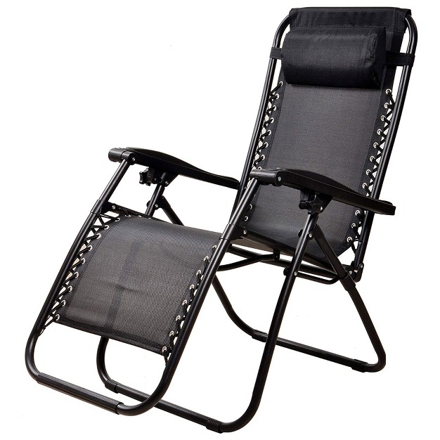 Elevon Adjustable Outdoor Zero Gravity Recliner Lounge Chair W Detachable Cup Holder For Deck Beach Or Bonfire Weight 300lbs Max Black Set Of 2