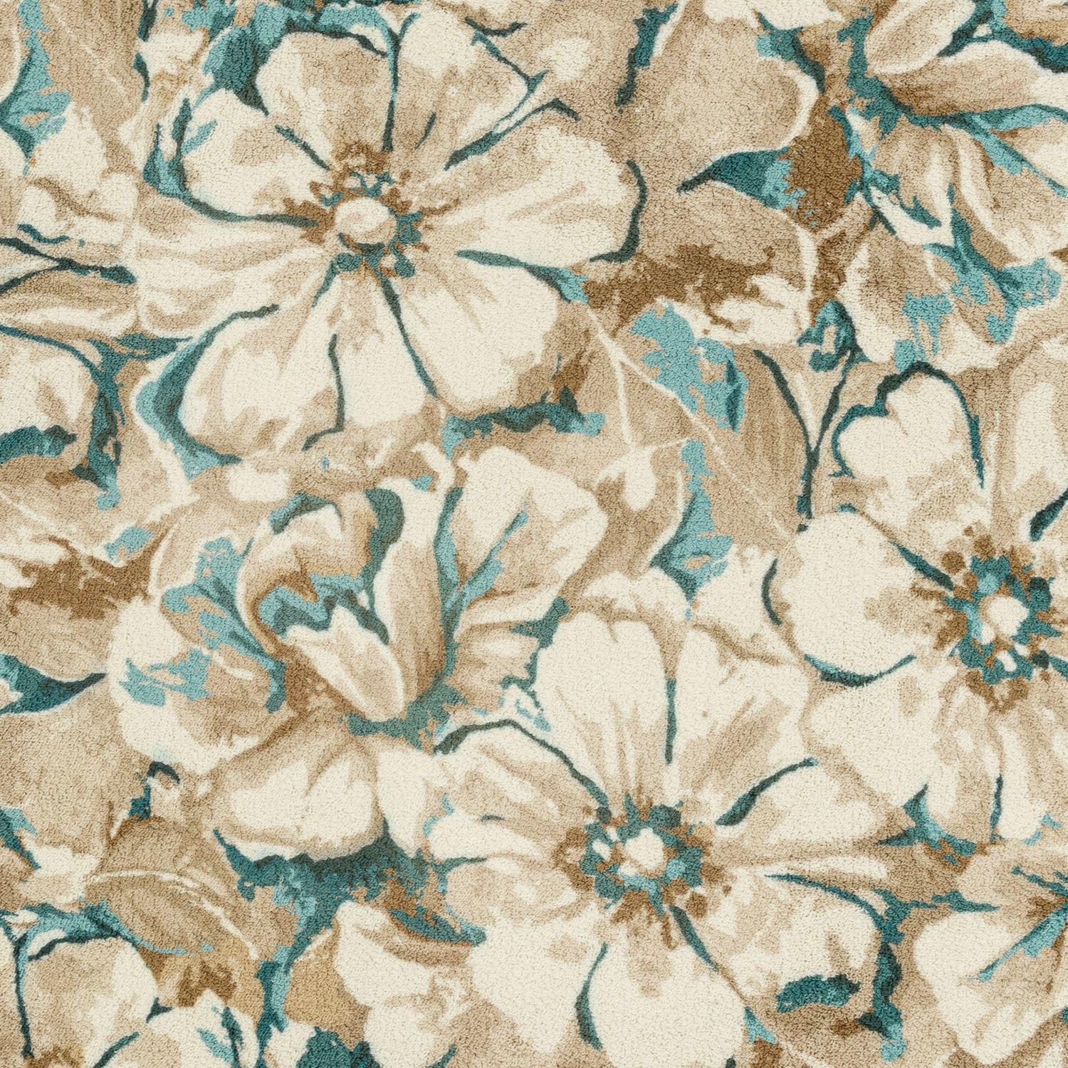 Mainstays Farmhouse Oversized Teal Brown Floral Print Area Rug， 5x7and#8242;