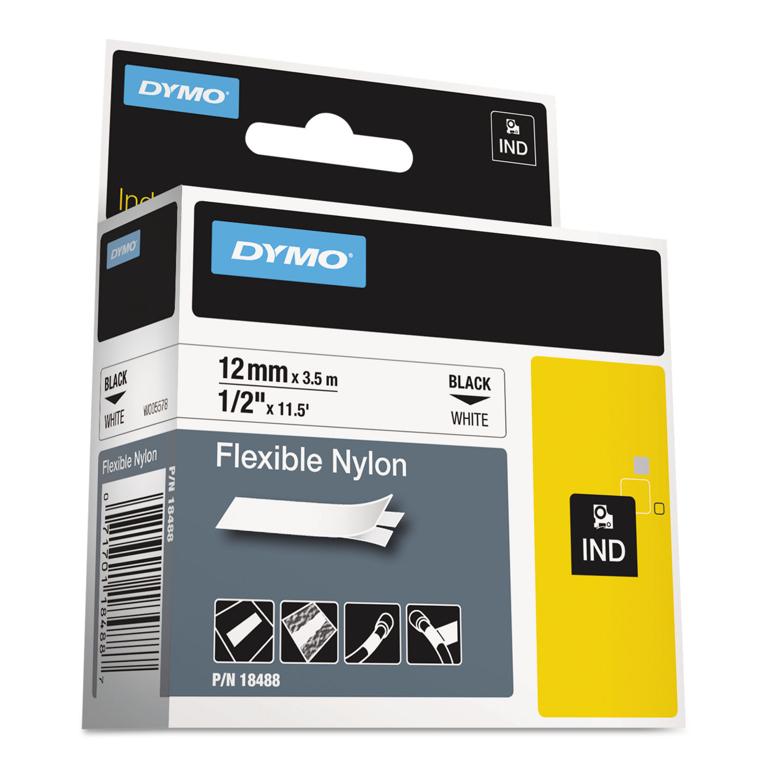 Rhino Flexible Nylon Industrial Label Tape by DYMOandreg; DYM18488