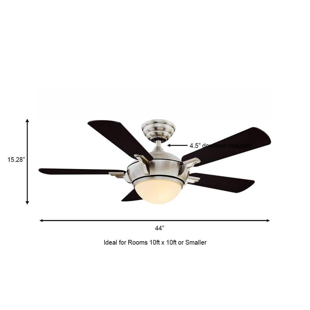 Hampton Bay Midili 44 in Indoor LED Brushed Nickel Dry Rated Ceiling Fan with 5 Reversible Blades Light Kit and Remote Control