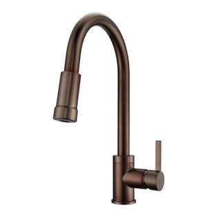 Barclay Products Firth Single Handle Deck Mount Gooseneck Pull Down Spray Kitchen Faucet with Lever Handle 1 in Oil Rubbed Bronze KFS414-L1-ORB