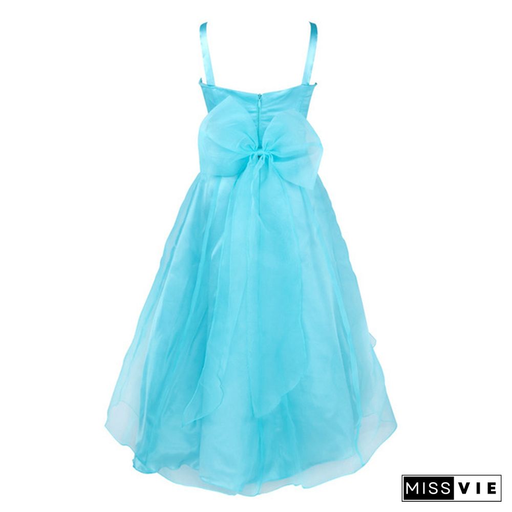 Girls Sleeveless Organza Dress Birthday Wedding Party Princess Prom Dresses