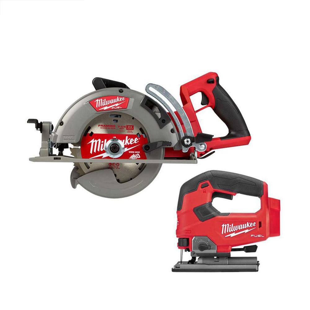 MW M18 FUEL 18V Lithium-Ion Cordless 7-14 in. Rear Handle Circular Saw wFUEL Jigsaw 2830-20-2737-20