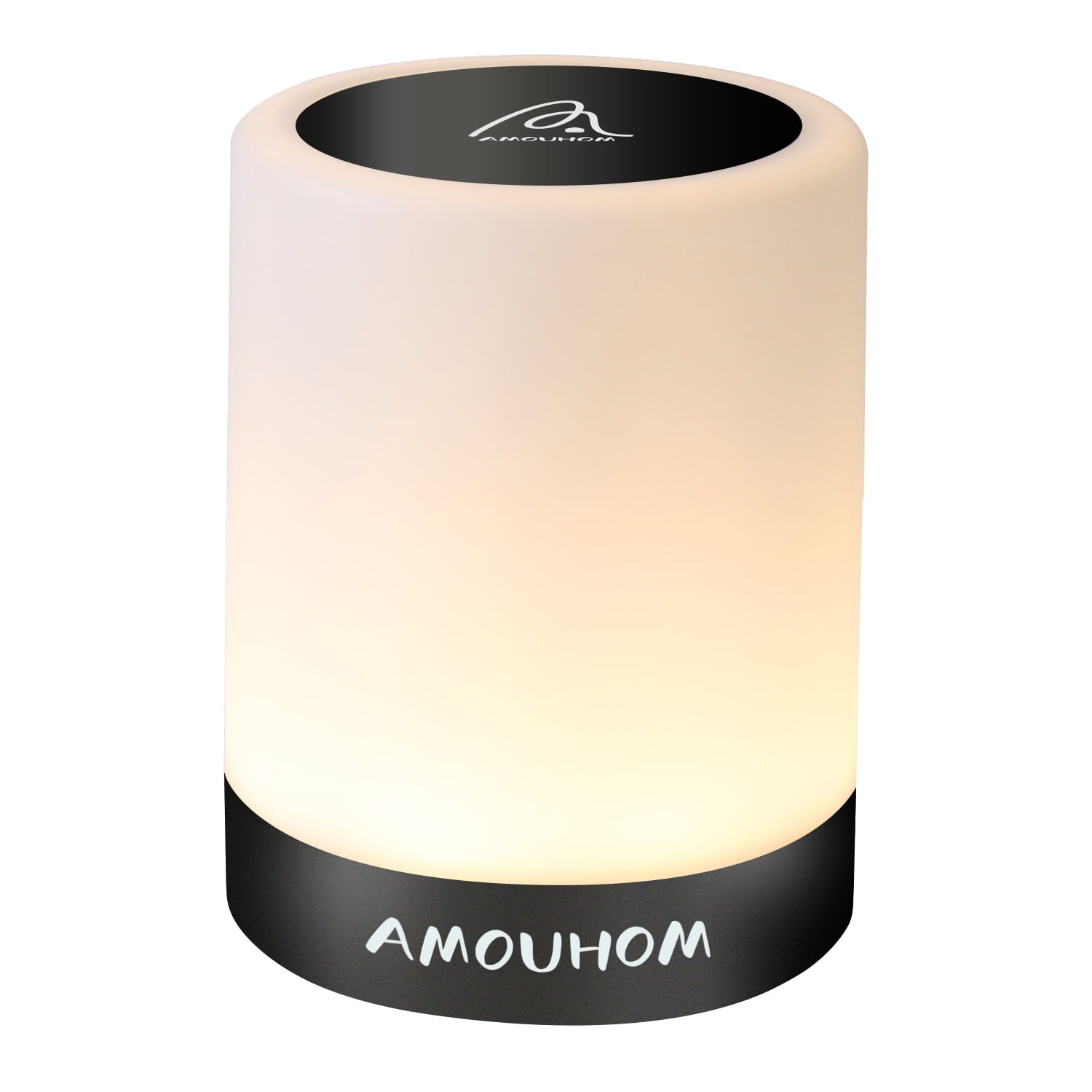 Amouhom Touch Control Lamp, Table Bedside Night Light, Portable LED Light with Dimmable Warm White Light & 6 Different and 16 Gradient Colores Changing(Black)