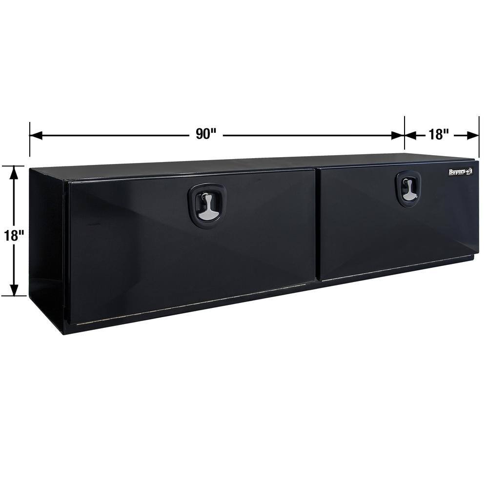 Buyers Products Company 18 in. x 18 in. x 90 in. XD Gloss Black Steel Underbody Truck Tool Box 1742335