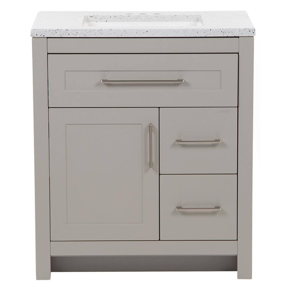 Home Decorators Collection Clady 30.5 in. W x 18.8 in. D x 35.4 in. H Freestanding Bath Vanity in Gray with Silver Ash Cultured Marble Top HD2030P2-KG