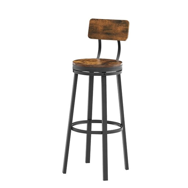 2Pcs Industrial Backrest Style Bar Stools with Metal Frame