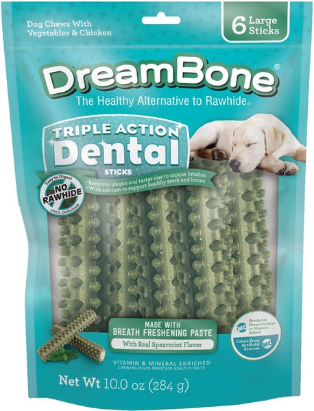 DreamBone Triple Action Dental Sticks Kelp for Large and XL Sized Dogs， 10-oz bag， 6 count