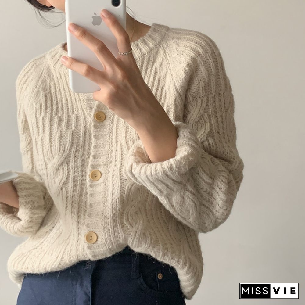 Harajuku Lazy Wind Cardigan Sweater Women Autumn Winter Fashion O-Neck Casual Korean All-match Tops Female Y2k Sweater New