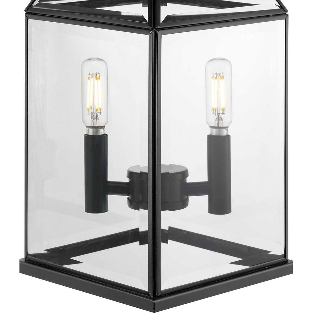 Progress Lighting Canton Heights 18 in. 2-Light Matte Black Transitional Outdoor Wall Lantern with Clear Beveled Glass P560142-031