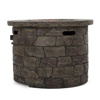 Noble House Stillwater 34.5 in. x 24 in. Dark Brown Circular Gas Outdoor Firepit 11852