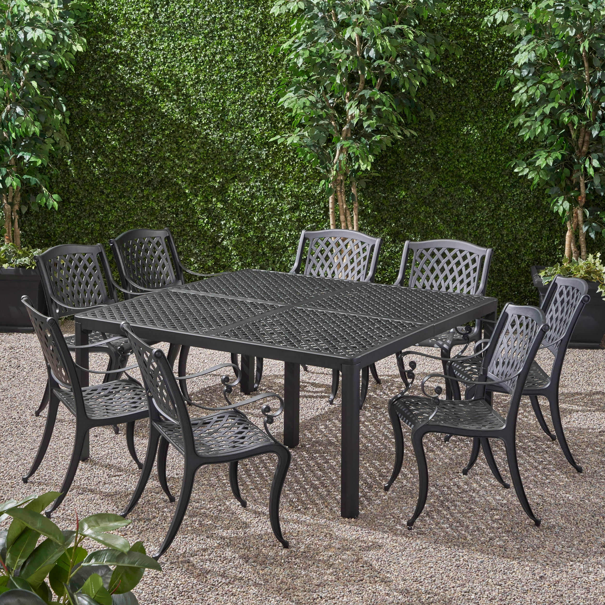 Freda Outdoor Aluminum 8 Seater Dining Set