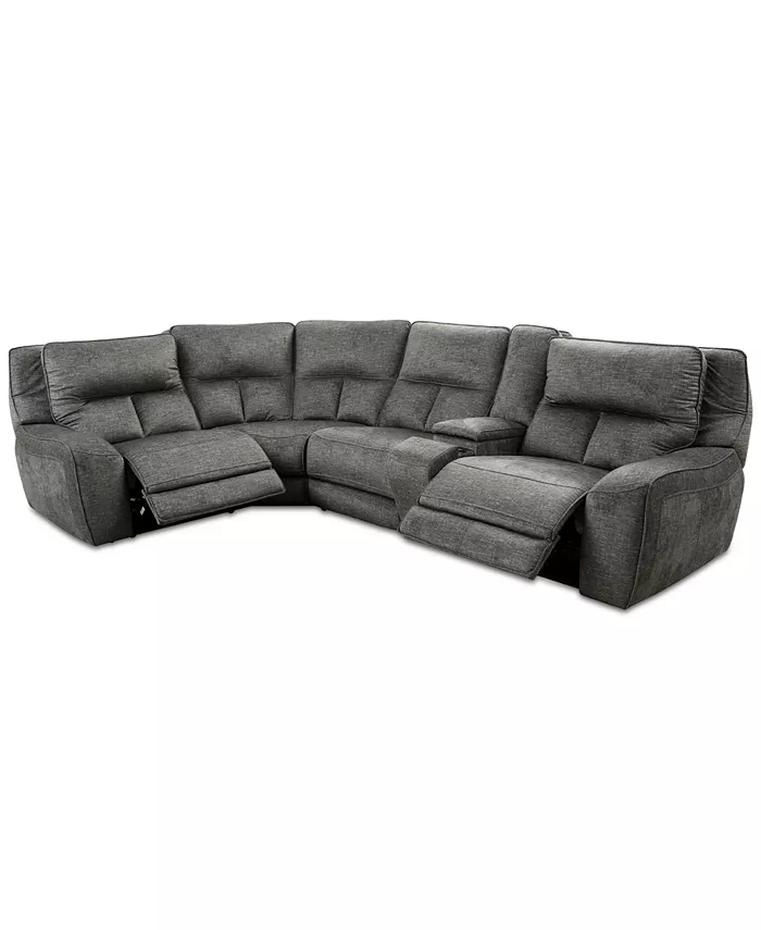 Furniture CLOSEOUT! Terrine 5-Pc. Fabric Sectional with 2 Power Motion Recliners and 1 USB Console