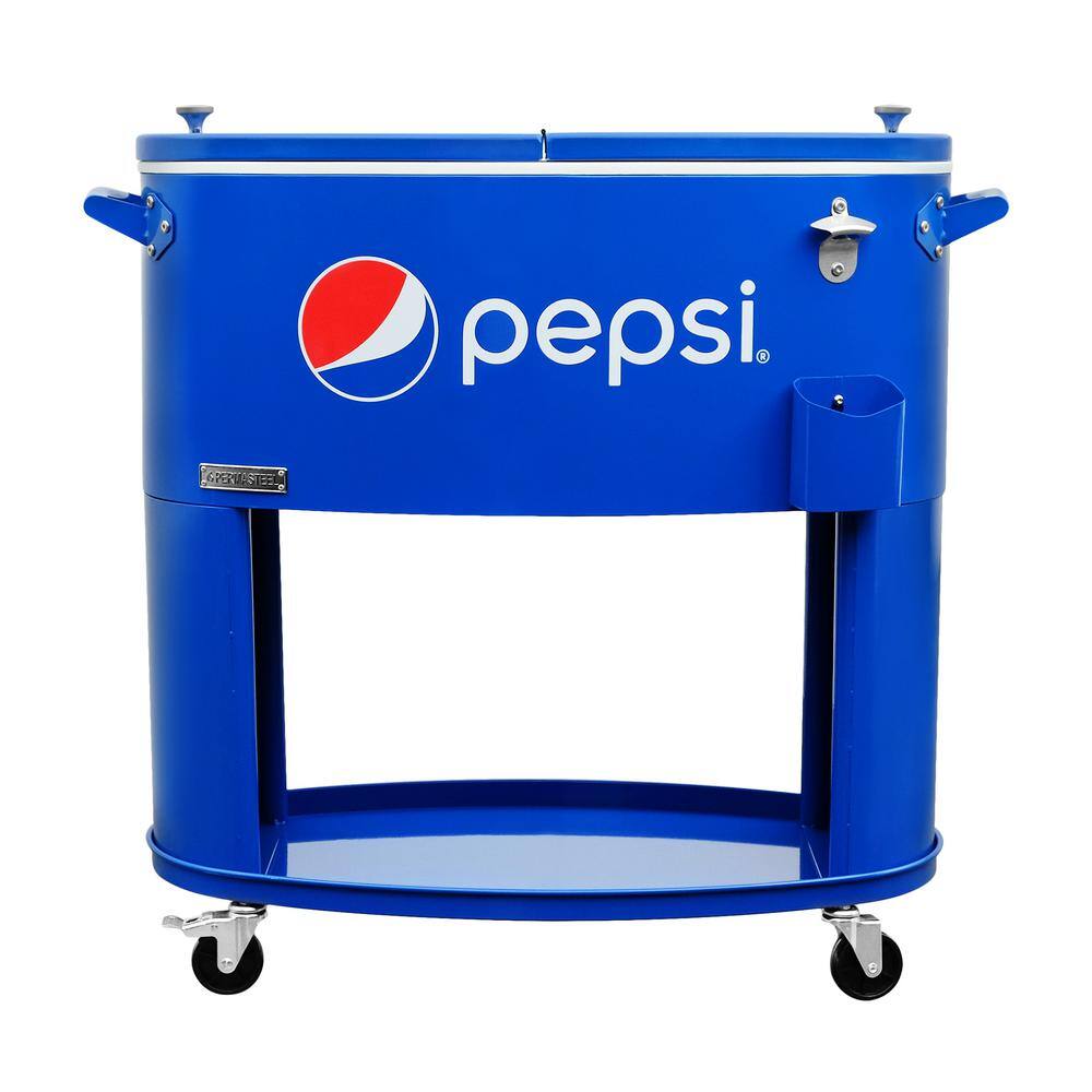 PERMASTEEL 80QT Sporty Oval Shape Rolling Cooler with Pepsi Logo in Blue PS-207-80PE-BL