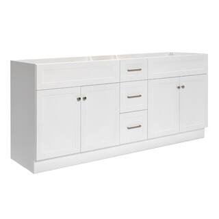 ARIEL Hamlet 72 in. W x 21.5 in. D x 33.5 in. H Bath Vanity Cabinet Only in White F073D-BC-WHT