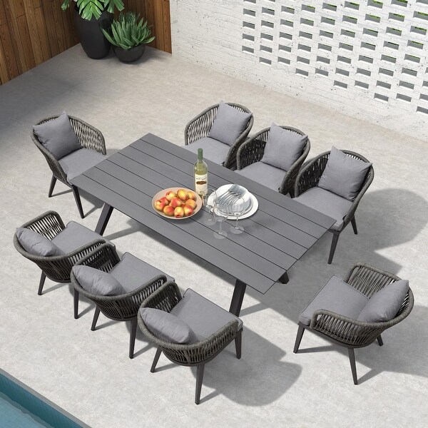 PURPLE LEAF 711 Patio Dining Set，Aluminum Frame Table，Wicker Chairs