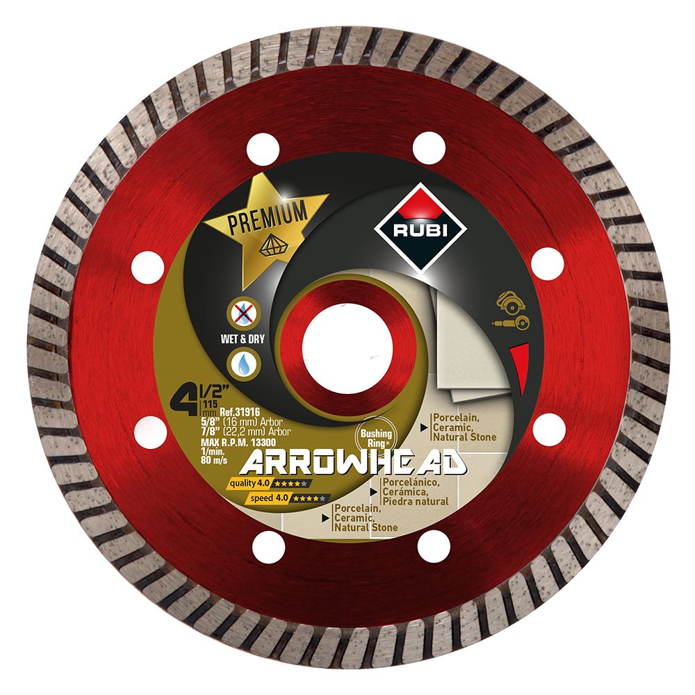 Rubi Tools 31916 Arrowhead Dry Premium Diamond Blade - 4 1