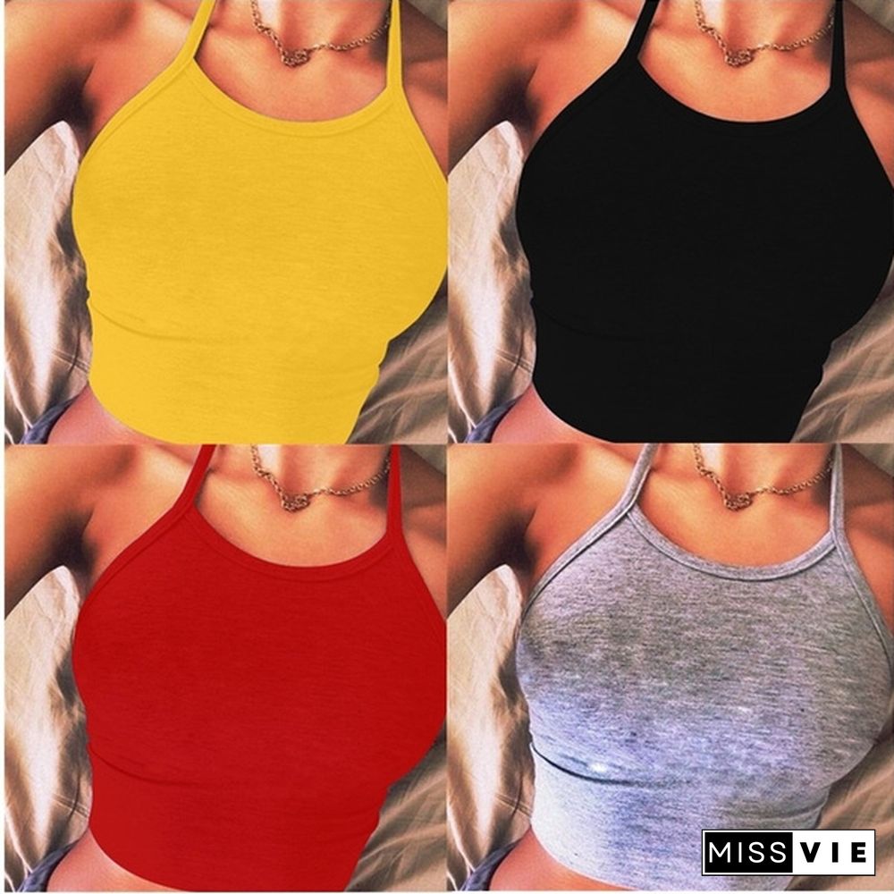 Summer Fashion Halter Women Crop Tops Fashion Letter Print Women Tank Top Casual