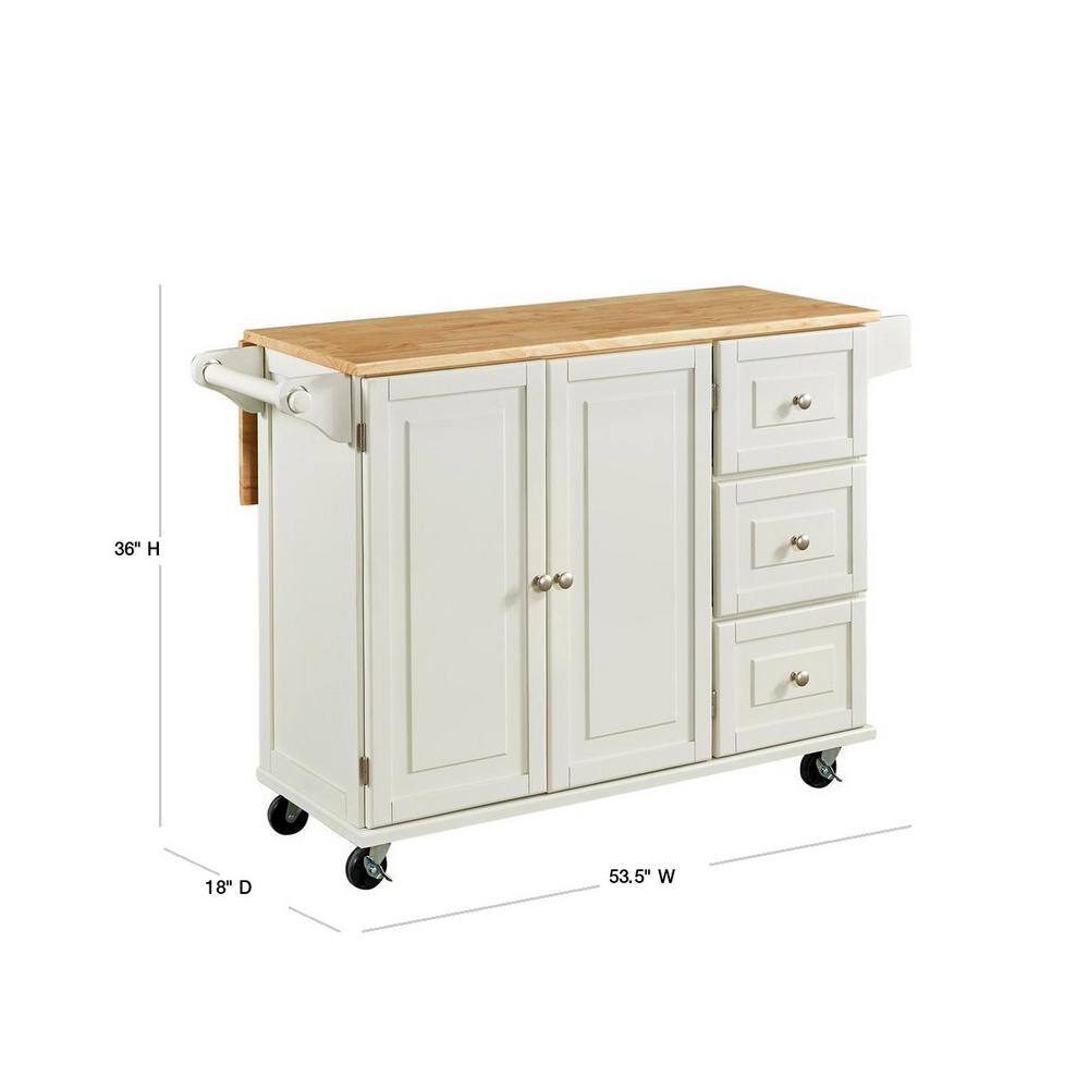 HOMESTYLES Dolly Madison White Kitchen Cart with Natural Wood Top 4511-95