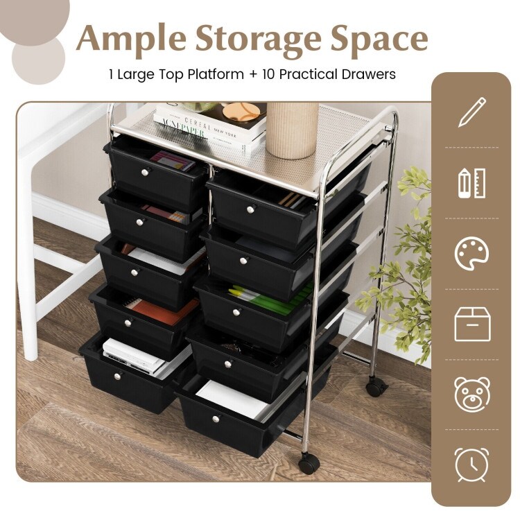 10 Drawer Rolling Storage Cart