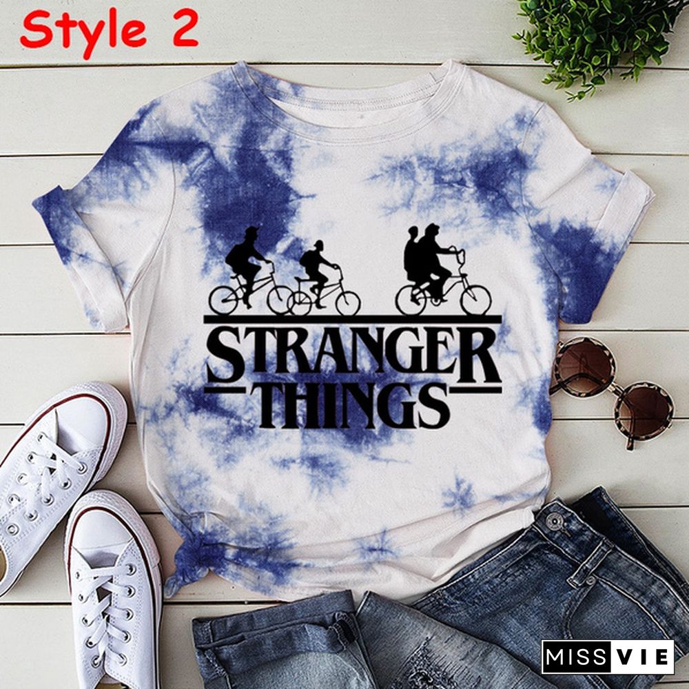 New Stranger Things 3D T Shirt Unisex Casual Tie Dye Short Sleeve Teenager Fashion Streetwear Round Neck Shirt Tee