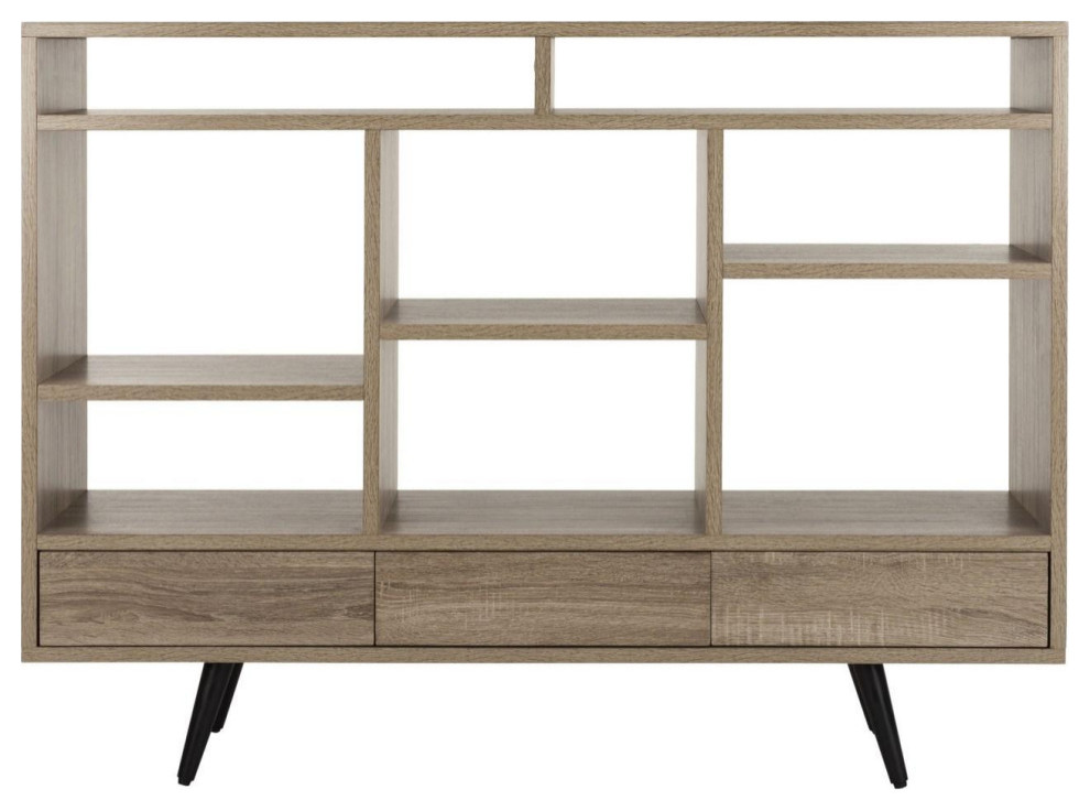 Pansy Retro Mid Century Wood Etagere/ Bookcase Oak/ Black   Modern   Bookcases   by Virgil Stanis Design  Houzz