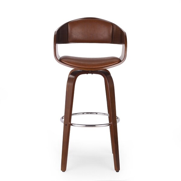 Clyo Indoor Upholstered Swivel Barstool by Christopher Knight Home