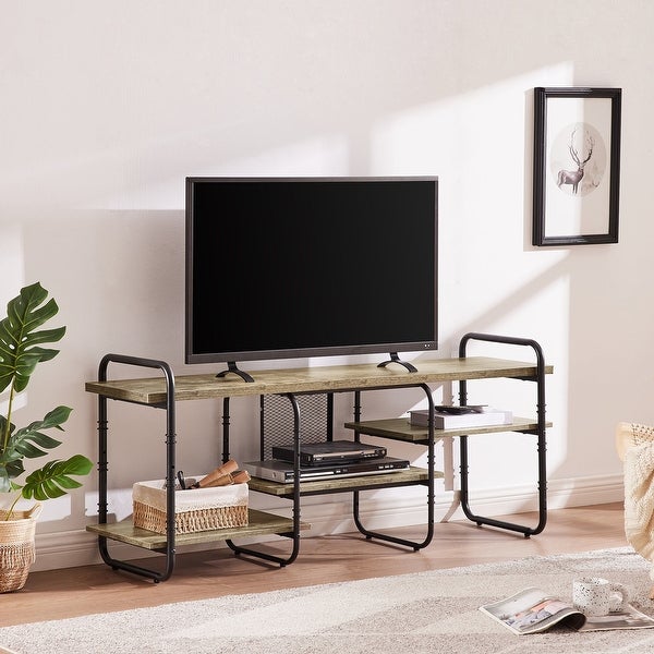 Entertainment Center TV Stand with 3-Tier Storage Shelves