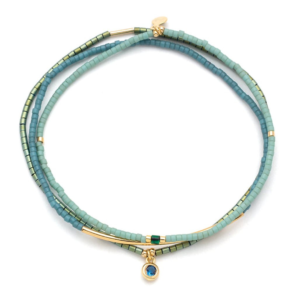 Scout Curated Wears  Tonal Chromacolor Miyuki Bracelet Trio - Turquoise/Gold