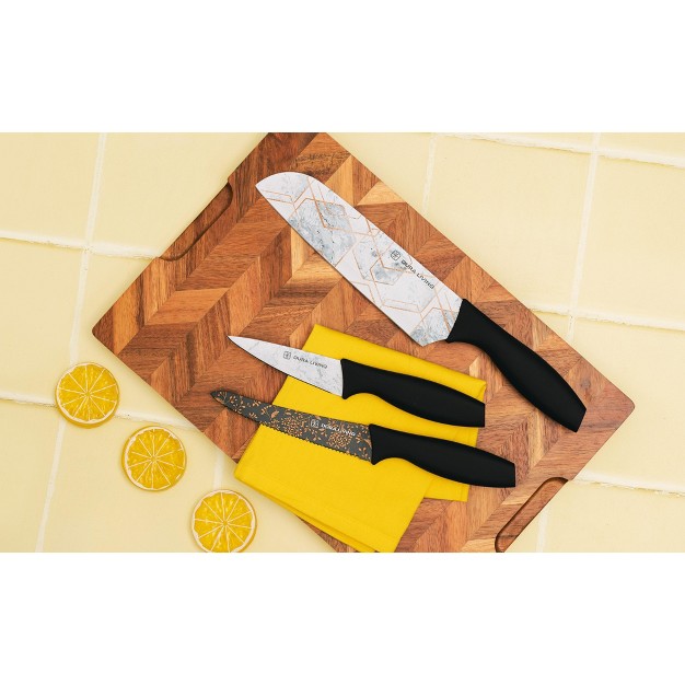 Dura Living Artistic Edge 3 piece Printed Kitchen Knife Set With Blade Guards