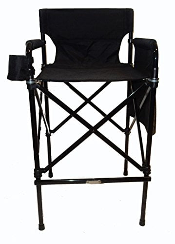 TuscanyPro Houdini Tall Director Chair - Quad Style, Super Compact Telescopic Folding Design with Jet Black, Anodized Aluminum Frame - Your Name/Logo Imprinted