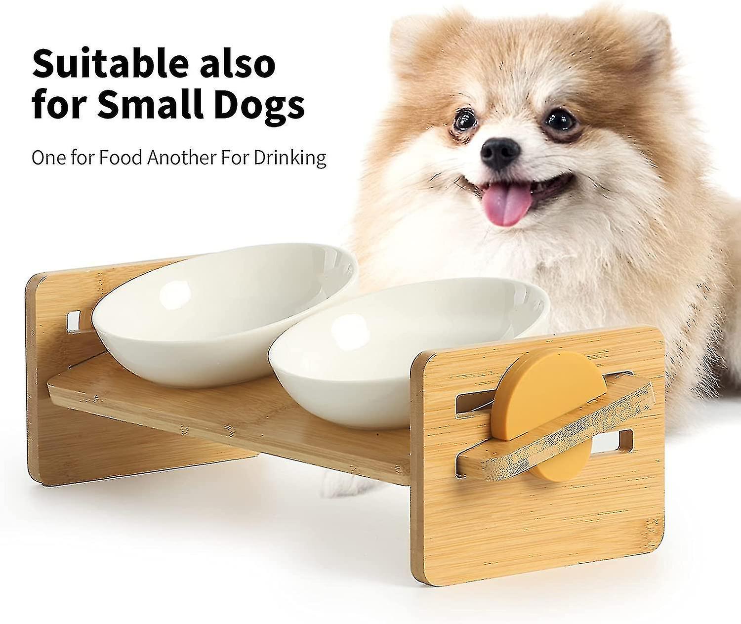 Elevated Cat Ceramic Bowls， Small Dog Raised Food And Water Bowl Set