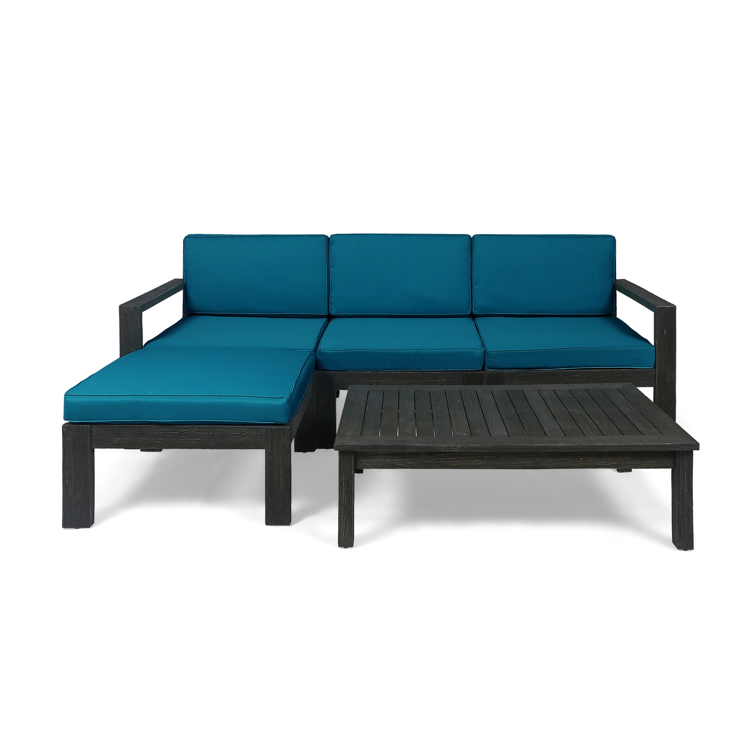 Makayla Ana Outdoor 3 Seater Acacia Wood Sofa Sectional with Cushions