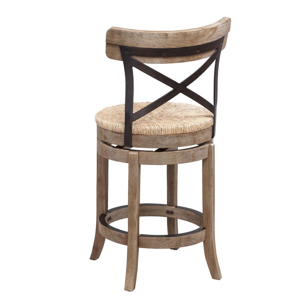 Boraam Myrtle 24 in. Wheat Wire-Brush Wood Frame Counter Height Bar Stool 76924