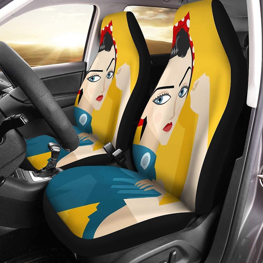 Set Of 2 Car Seat Covers Cool Girl Universal Auto Front Seats Protector Fits For Car，suv Sedan，truck D---46547