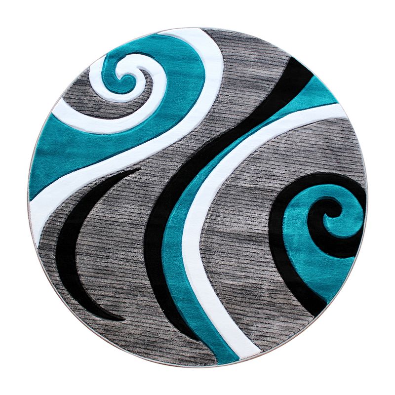 Masada Rugs Masada Rugs Sophia Collection 8'x8' Round Modern Contemporary Hand Sculpted Area Rug in Turquoise