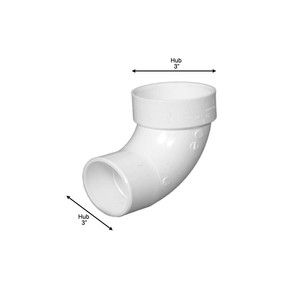 Charlotte Pipe 3 in. PVC DWV 90-Degree Street Elbow Fitting PVC003021200HD