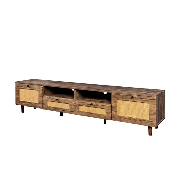 Farmhouse TV Stand with 2 Doors and 2 Open Shelves