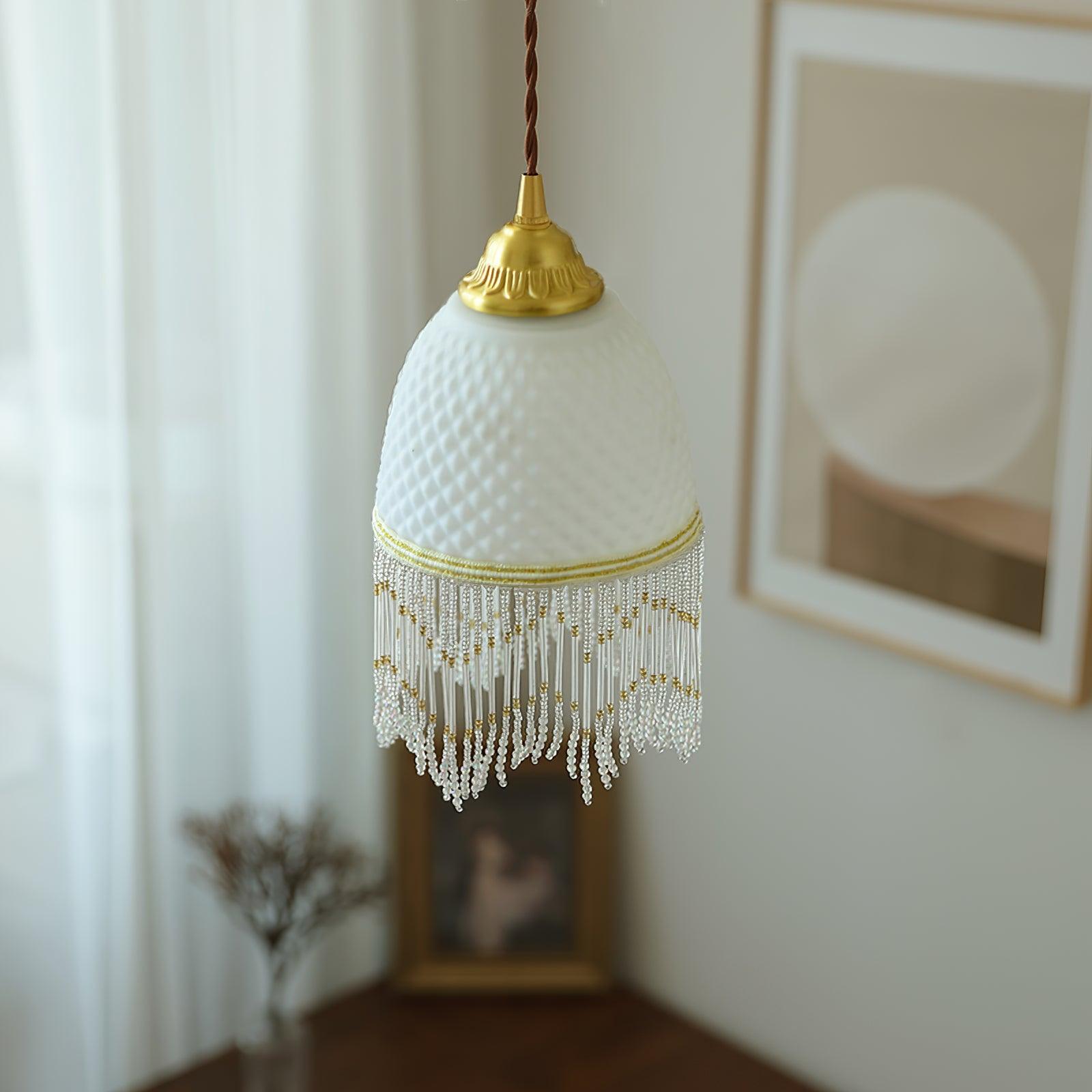 Mesh Tassel Glass Pendant Light