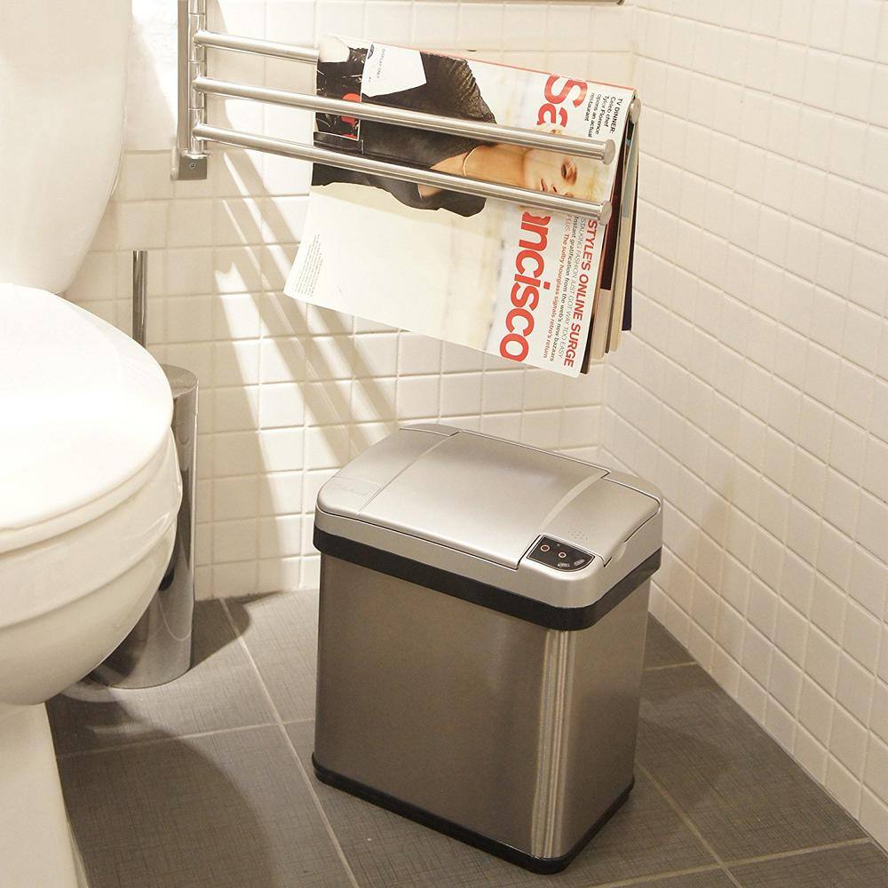 iTouchless 13.2 Gal. and 2 Gal. Touchless Infrared Sensor Automatic Stainless Steel Trash Can Combo CDZT1302SS