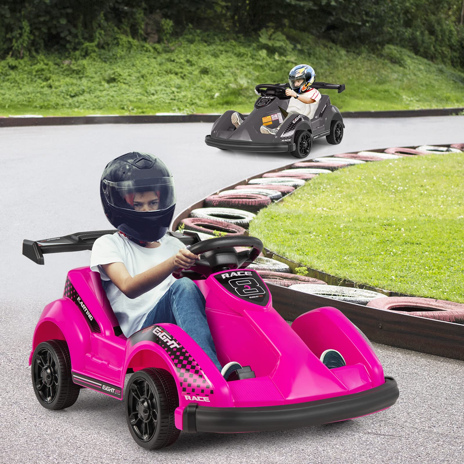 Costzon Ride on Car, Go Cart for Kids with Remote Control, Safety Belt, Music, USB Port, Forward/Backward