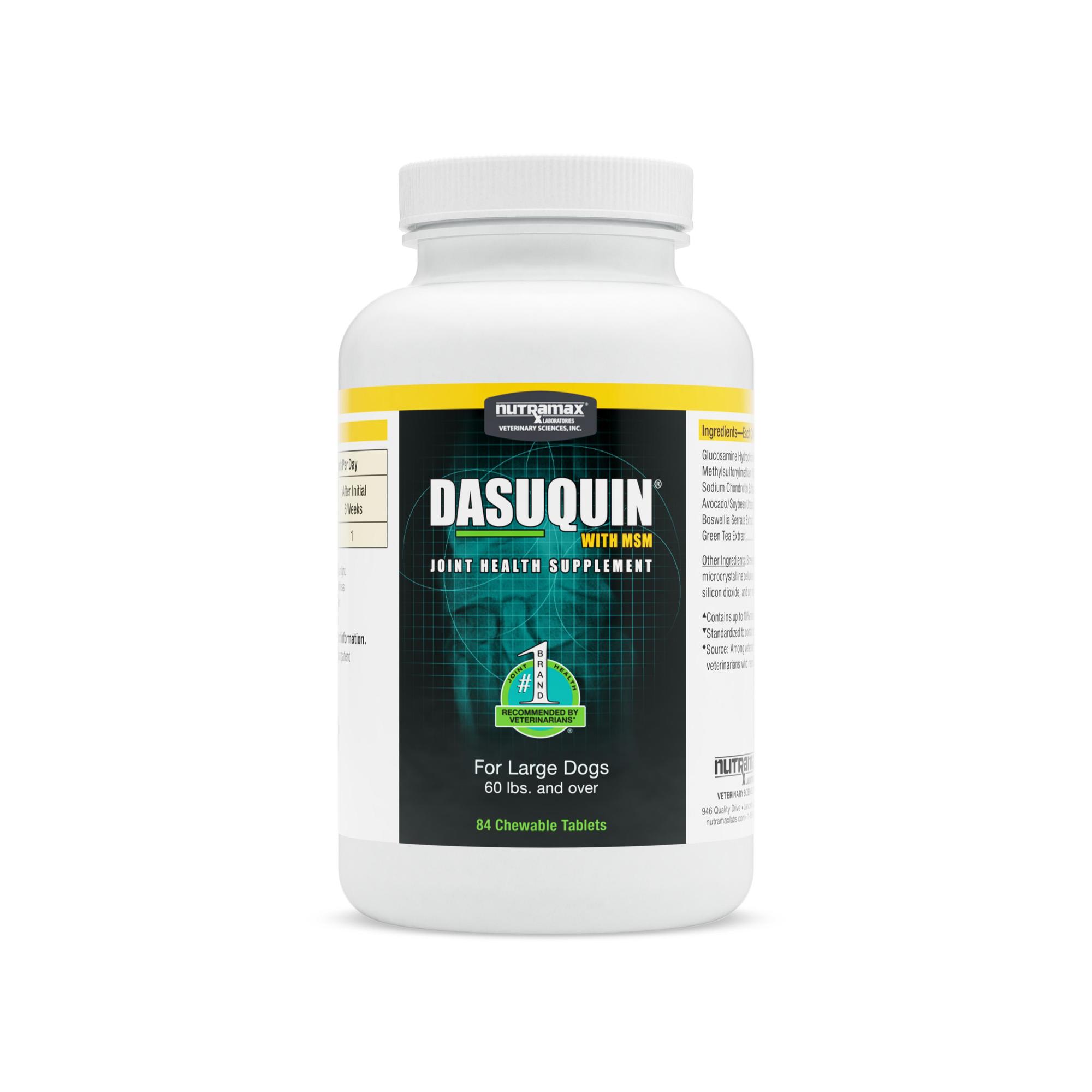 DASUQUIN With MSM Chewable Tablets for Large Dogs 60 lbs. and Over， Count of 84