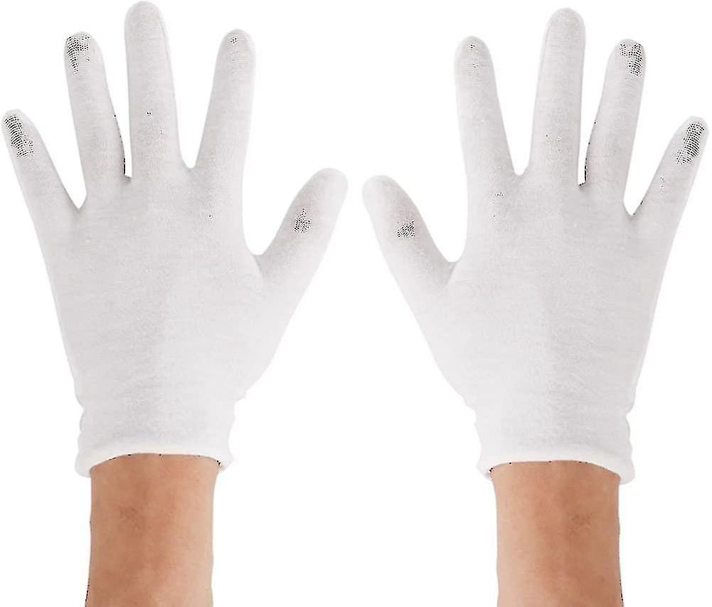 12 Pairs White Cotton Working Safety Gloves For Eczema， Dry Skin， Moisturizing