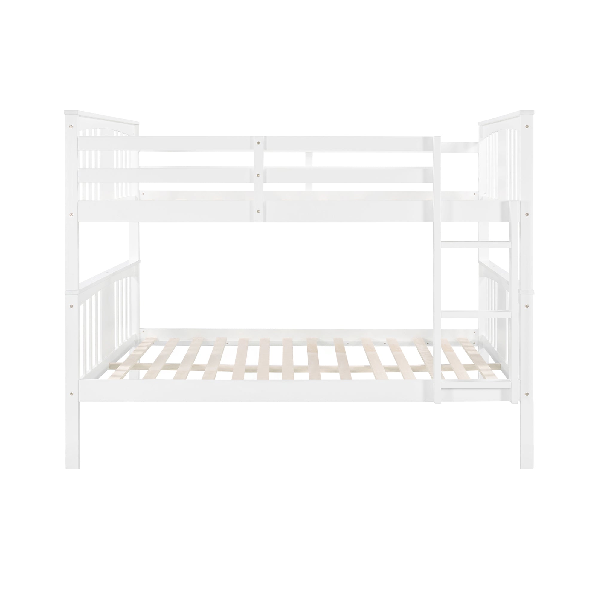 Churanty Wooden Full Over Full Bunk Bed with Safety Guardrail and Sturdy Ladder for Bedrooms Guest Rooms Dorms,White