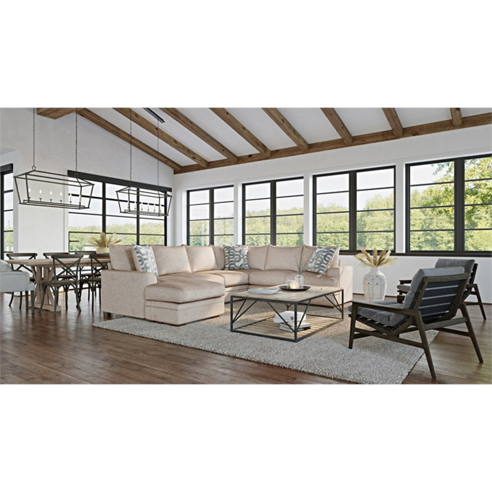 Catania 2 Piece Sectional with Accent Pillows in Cream Finish   Transitional   Sectional Sofas   by Homesquare  Houzz