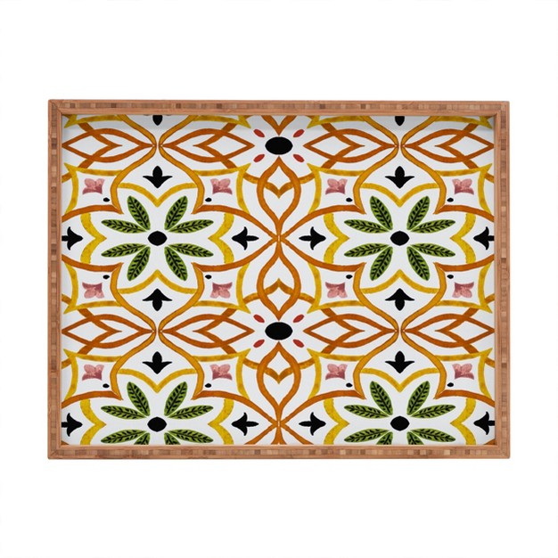 Marta Barragan Camarasa Obsession Nature Mosaics Rectangular Bamboo Tray Deny Designs