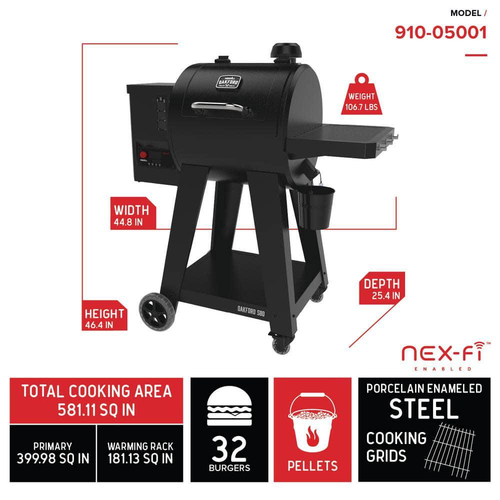 Nexgrill Oakford 580 Wifi Pellet Grill Smoker in Black