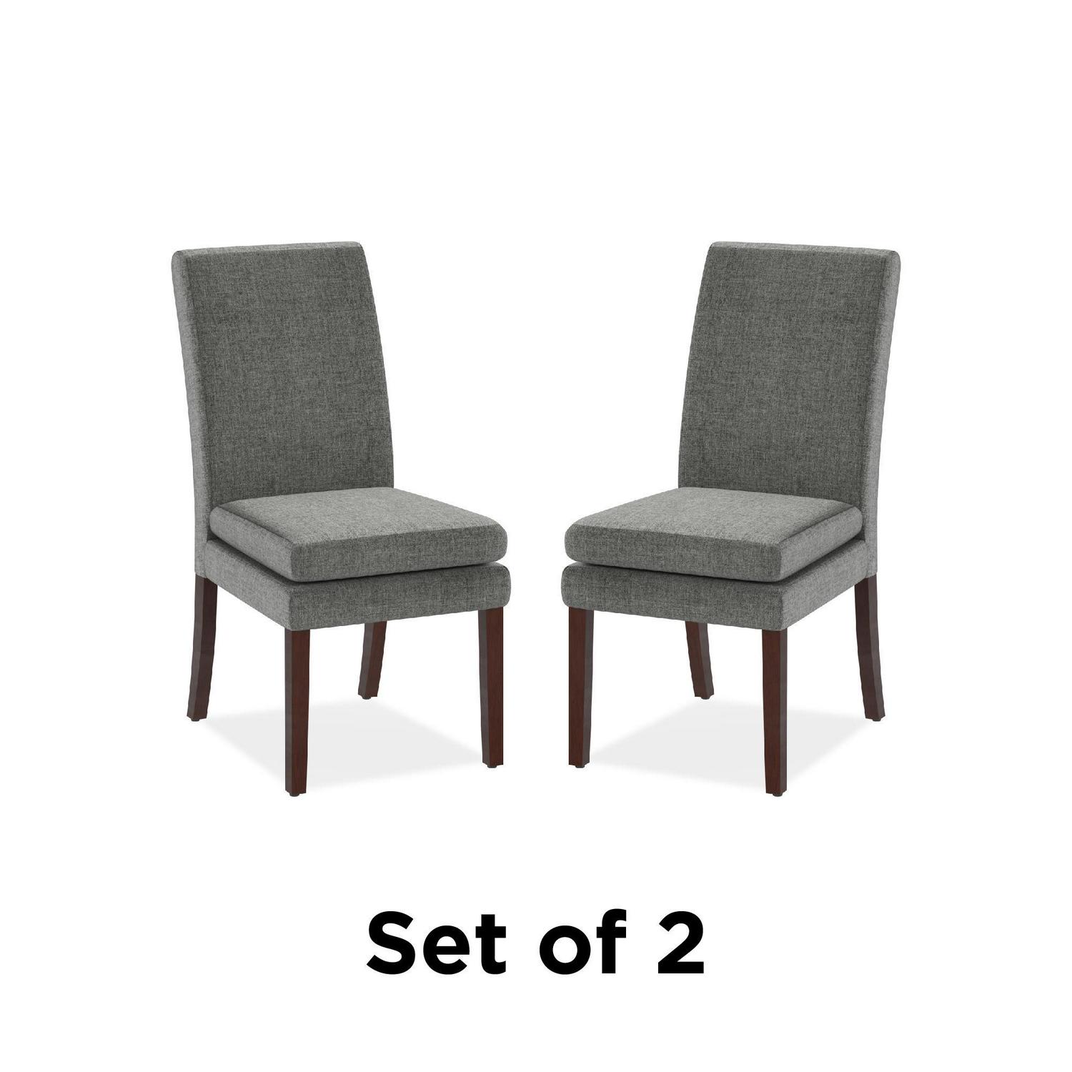 DHP Clark Upholstered Dining Chair Gray Linen with Dark Base Set of 2  Crowdfused