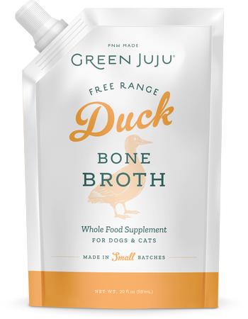 Green Juju Duck Bone Broth for Dogs and Cats， 20-oz - Case of 4;